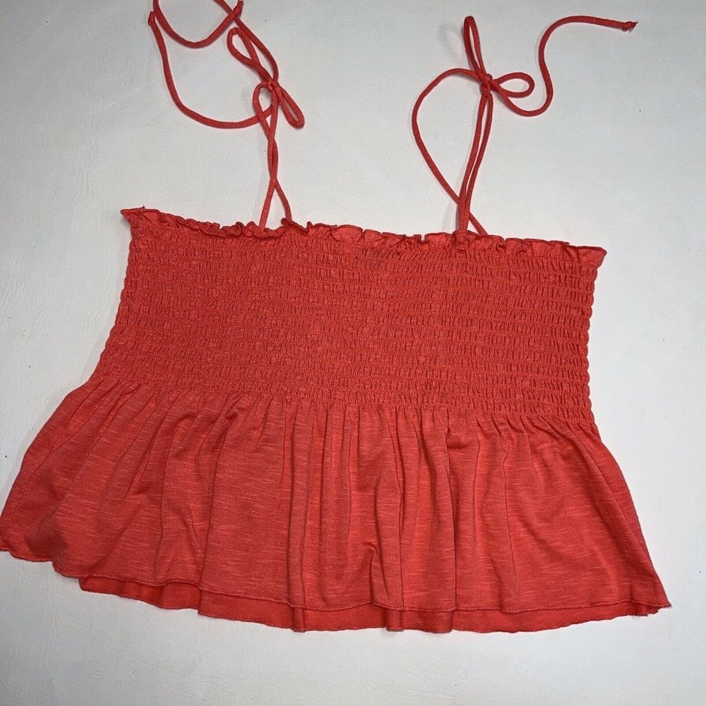 Wild Fable Womens Smocked Tank Top SZ XXL Orange Cropped Stretch Flowy Festival